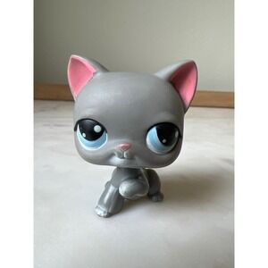 Littlest Pet Shop LPS Grey Paw Up Shorthair Cat #74
